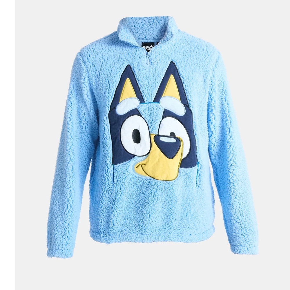 Bluey Plush Fleece Quarter Zip Sweatshirt Large NWT